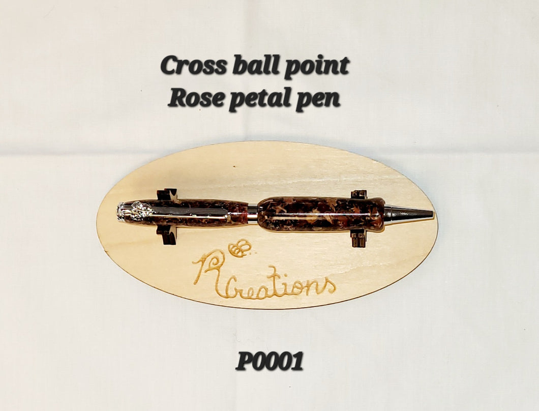 P0001 Rose Petal Cross Ball Point Pen