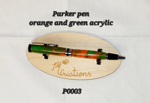 P0003 Bright Orange and Green Parker Ball Point Pen