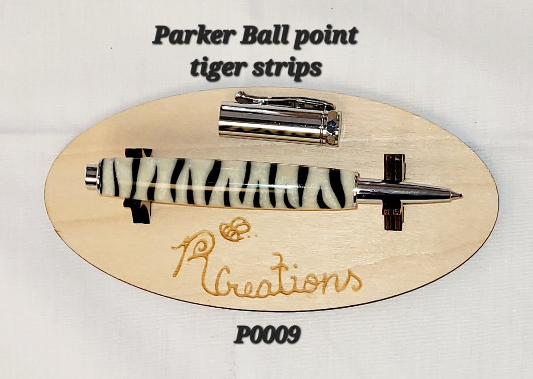 P0009 White Tiger Parker Ball Point Pen