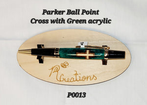 P0013  Cross in Green acrylic Parker Ball Point