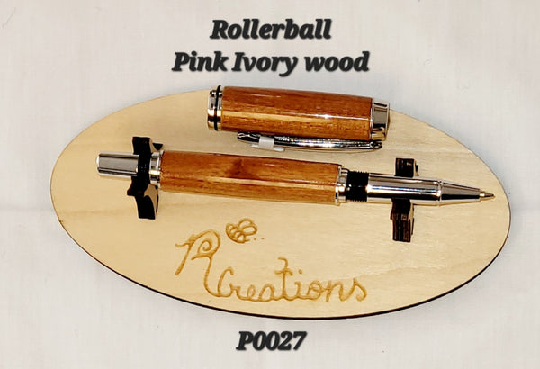 P0027 Pink Ivory wood Rollerball Pen