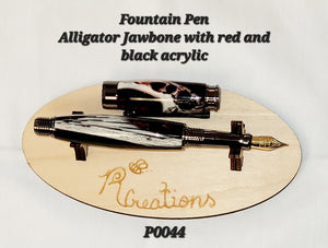 P0044 Red Alligator Jawbone Fountain Pen